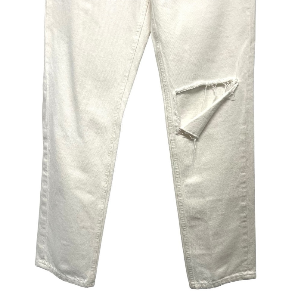 Re-Done White Pipe High Waist Distressed Straight Leg Denim Jeans Womens 26 - Picture 8 of 14